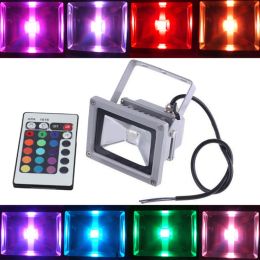 LED seven color RGB remote control discoloration light floodlight 10w/20w/30w/50w outdoor color projection lamp