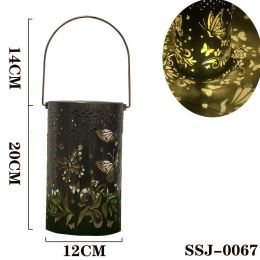 Iron Solar Lantern Butterfly Lamp Lawn Projection