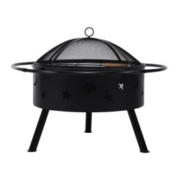 32" Fire Pit BBQ Wood Burning Fireplace Outdoor Stove with Cover Backyard Garden