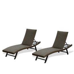 Outdoor Living Outdoor PE Rattan Chaise Lounge - Set of 2 Patio Reclining Chair Furniture Set B