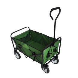 Folding Wagon Garden Shopping Beach Cart (Green)