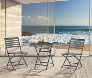 Modern outdoor plastic wood folding table and chair,Garden Furniture 3PCS (2 Chairs+1 table)