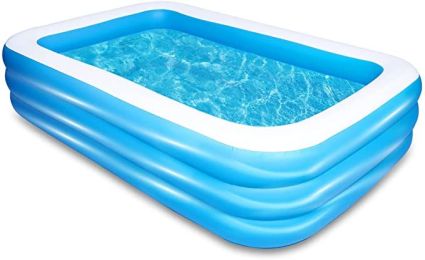 Inflatable Swimming Pool Full-Sized Above Ground Kid Family Outdoor Lounge Pool,100"x 66"x 23"