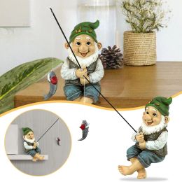 Fishing Gnome Statue Sitter Garden Naughty Ornaments Funny Lawn Gnome Figurine