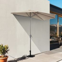 9' Half Round Patio Outdoor Umbrella with Crank