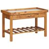 Garden Work Bench with Zinc Top Solid Acacia Wood