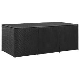 Garden Storage Box Poly Rattan 70.8"x35.4"x29.5" Black