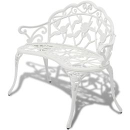 Garden Bench 39.4' Cast Aluminium White