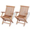 Folding Garden Chairs 2 pcs Solid Teak Wood