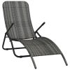 Folding Sun Lounger Poly Rattan Gray