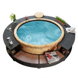 Spa Surround Poly Rattan Black