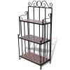 Plant Stand Display Terracotta Color Mosaic Pattern