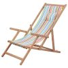 Folding Beach Chair Fabric and Wooden Frame Multicolor