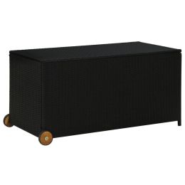 Garden Storage Box Black 51.2"x25.6"x45.3" Poly Rattan