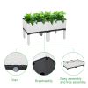 2PCS Rectangle Raised Elevated Garden Flower Bed Plant Box Vegetable Planter Herb White