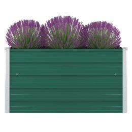 Raised Garden Bed 39.4"x39.4"x17.7" Galvanized Steel Green