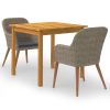 3 Piece Garden Dining Set Brown