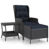 2 Piece Garden Lounge Set with Cushions Poly Rattan Dark Gray