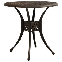 Garden Table Bronze 30.7"x30.7"x28.3" Cast Aluminum