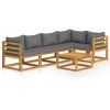 6 Piece Garden Lounge Set with Cushions Solid Acacia Wood