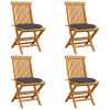 Garden Chairs with Anthracite Cushions 4 pcs Solid Teak Wood