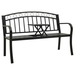 Garden Bench with a Table 49.2" Steel Black