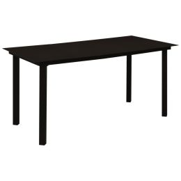 Garden Dining Table Black 59.1"x31.5"x29.1" Steel and Glass