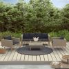 4 Piece Garden Lounge Set with Cushions Poly Rattan Beige