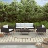 4 Piece Garden Lounge Set with Cushions Poly Rattan Black