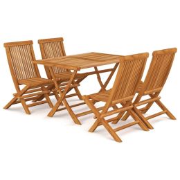 5 Piece Patio Dining Set Solid Teak Wood