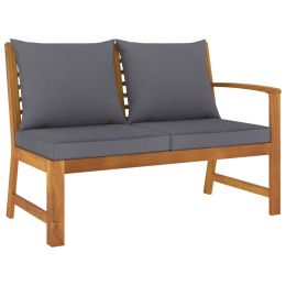 Garden Bench 45.1" with Dark Gray Cushion Solid Acacia Wood