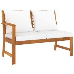 Garden Bench 45.1" with Cream Cushion Solid Acacia Wood