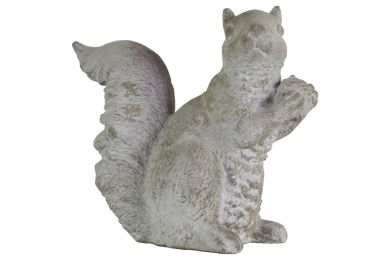 Cemented Squirrel Figurine with Hand over Hand; Large; Washed Gray; DunaWest