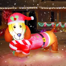 5FT Christmas Inflatable Decorations Dachshund Dog;  LED Lights;  Blow Up Yard DÃ©cor;  5 Feet Long;  Brown