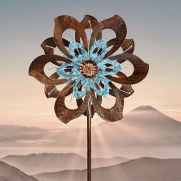 Bronze And Blue Bauhinia Wind Spinner