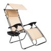 Zero Gravity Lounge Chair with Awning Leisure Chair Khaki