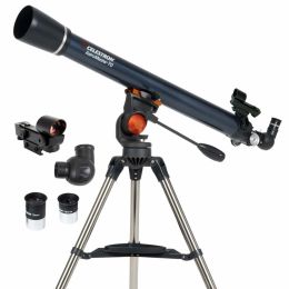 Celestron - AstroMaster 70AZ Telescope - Refractor Telescope - Fully Coated Glass Optics - Adjustable Height Tripod â€“ Bonus Astronomy Software Package