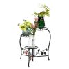 Artisasset Paint Painted Blade Shape 3 Blocks Plant Stand Black--YS