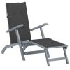 Outdoor Deck Chair with Footrest and Cushion Solid Acacia Wood