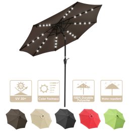 9ft Aluminum Patio Umbrella w/ 32 LEDs Chocolate