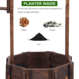 Outdoor Reinforced And Anticorrosive Wooden Wishing Well Flowerpot