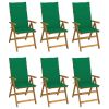 Folding Garden Chairs 6 pcs with Cushions Solid Acacia Wood