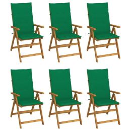 Folding Garden Chairs 6 pcs with Cushions Solid Acacia Wood