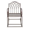 Artisasset Brown Paint Rhombus Shape Outdoor Park Leisure Iron Rocking Chair RT