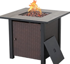 Outdoor 30 inch Rectangular Gas Stove with Lid 50,000 BTU Rattan Look