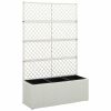 Trellis Raised Bed with 3 Pots 32.7"x11.8"x51.2" Poly Rattan White