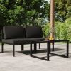 3 Piece Patio Lounge Set with Cushions Aluminum Anthracite