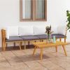 4 Piece Patio Lounge Set with Cushions Solid Acacia Wood