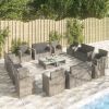 16 Piece Patio Lounge Set with Cushions Poly Rattan Gray