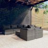 8 Piece Patio Lounge Set with Cushions Gray Poly Rattan